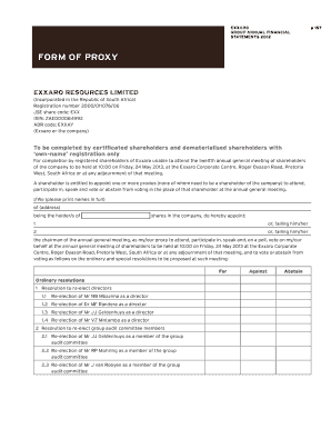 Exxaro Resources Proxy Form