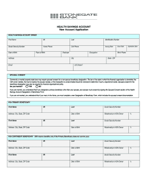 Health Savings Account Application Form