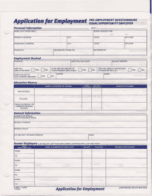 Pre-Employment Questionnaire