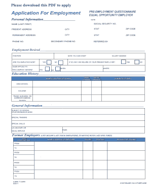 Application for Employment