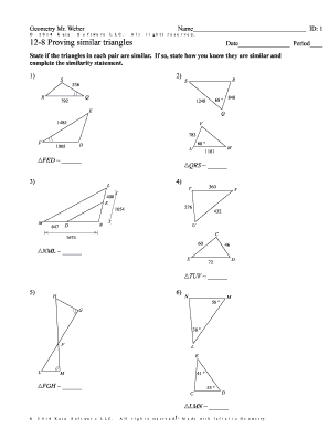Geometry Worksheet Proving Similar Triangles