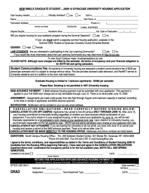 Syracuse University Graduate Housing Application