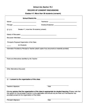 School Act Section 76.1 Consent Form
