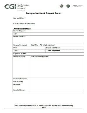 Sample Incident Report Form
