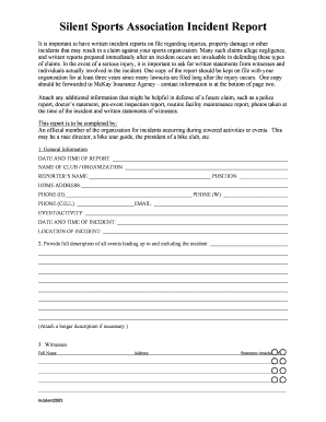 Silent Sports Association Incident Report