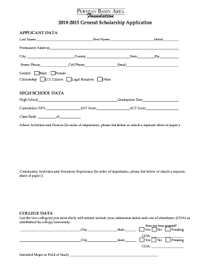 2014-2015 General Scholarship Application