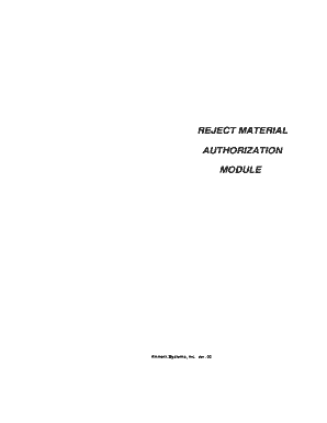 Reject Material Authorization Form