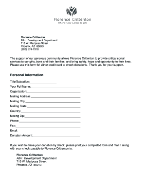 Florence Crittenton Donation Form