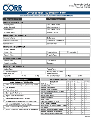 Correspondent Lending Submission Form