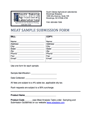 Meat Sample Submission Form