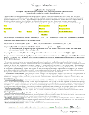 Compass Group Employee Application Form