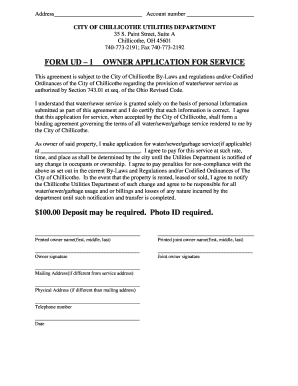 City of Chillicothe Owner Application for Service