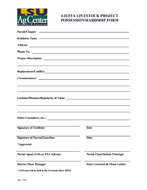 4-H FFA Livestock Possession Form