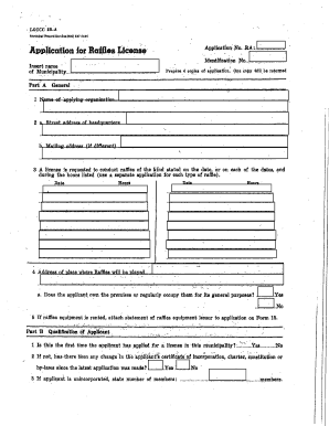 Raffle License Application