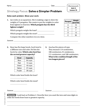 Math Homework Unit 4 Lesson 14
