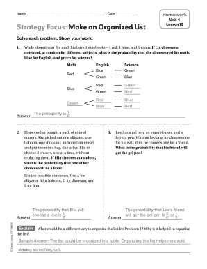 Math Homework Worksheet