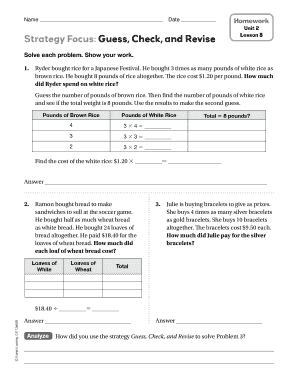 Math Homework Unit 2 Lesson 8
