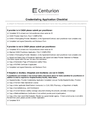 Credentialing Application Checklist