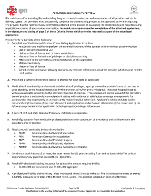 Provider Credentialing Application