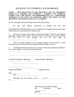 Affidavit of Common Law Marriage