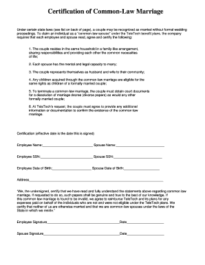 Certification of Common-Law Marriage