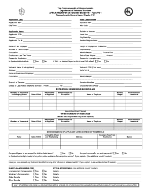 Massachusetts Veterans' Benefits Application Form VS-1