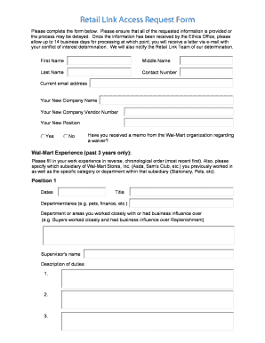 Retail Link Access Request Form