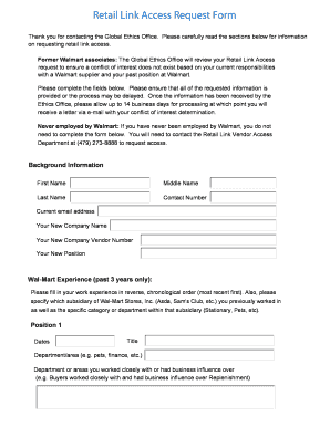 Retail Link Access Request Form