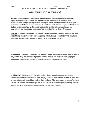 Social Studies Family History Assignment