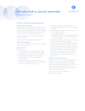 Life Plan Full or Partial Surrender Request Form