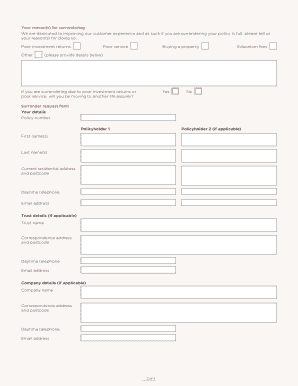 Policy Surrender Request Form