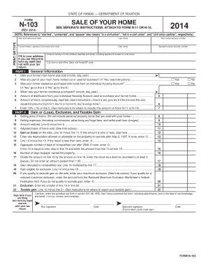 Hawaii Form N-103 Sale of Your Home