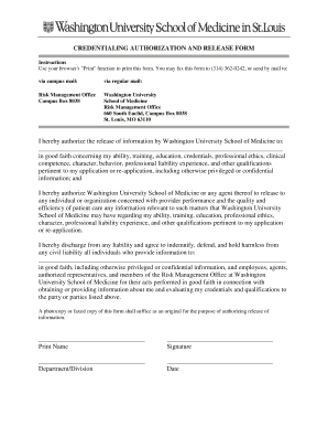Credentialing Authorization and Release Form