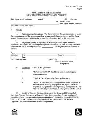 USDA Management Agreement for Multiple Family Housing