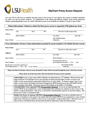 MyChart Proxy Access Request Form