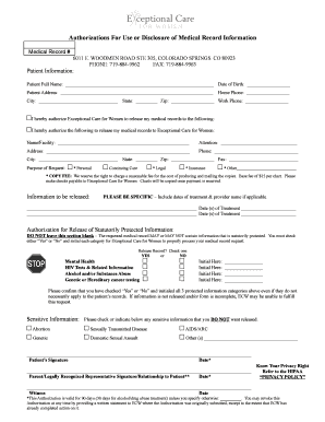 Authorization For Use or Disclosure of Medical Record Information