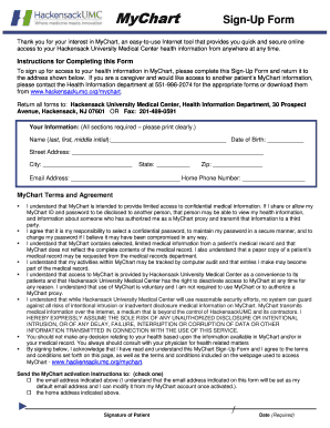 MyChart Sign-Up Form