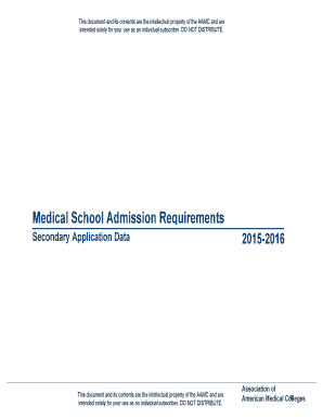 Medical School Admission Requirements Secondary Application Data