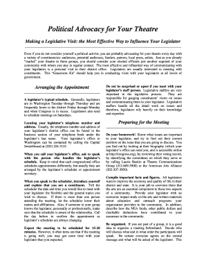 Theatre Advocacy Legislative Visit Guide