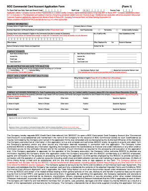 BOC Commercial Card Account Application Form