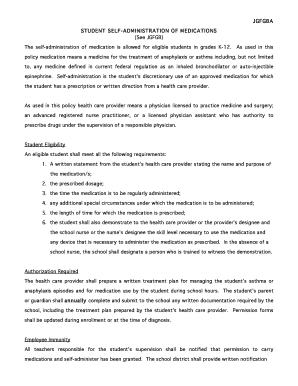 Student Self-Administration of Medications Policy