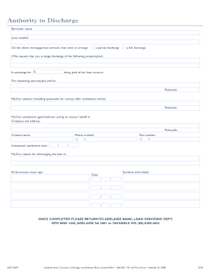Authority to Discharge Loan