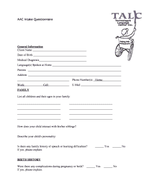 AAC Intake Questionnaire