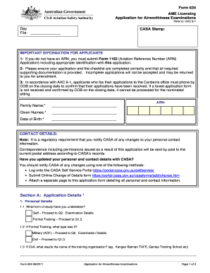 Form 634 Application for Airworthiness Examinations