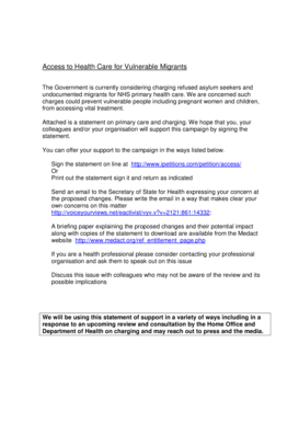 Healthcare Access Statement for Vulnerable Migrants