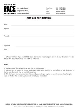 Gift Aid Declaration Form