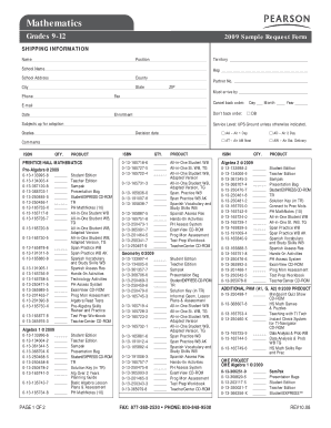Mathematics Sample Request Form