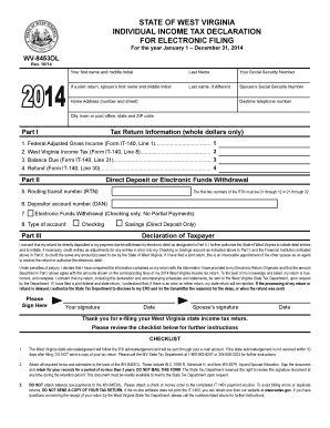 West Virginia Individual Income Tax Declaration
