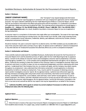 Candidate Disclosure Authorization Consent Form