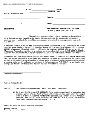 Motion for Criminal Protection Order (CRPO)
